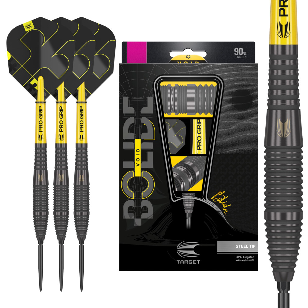 Photos - Darts Target  Bolide Void 90 Tungsten Dart Set, Steel Tip Swiss Point  | Barrel 05, 26G | Professional  Sets, Black 