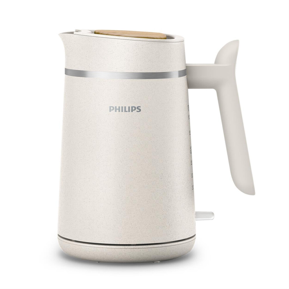 Philips Eco Conscious Edition Kettle 5000 Series, 100% Bio-Based Plastics*, 1.7 L Capacity, Cordless + 360? Pirouette Base, Silk Matt Finish, White