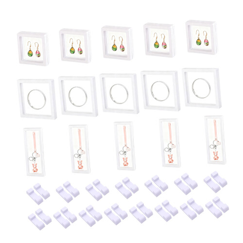 Floating Jewelry Display Case Suspended-White square base
