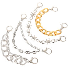 Set van 4 metalen schoenkettingen, aanpasbaar voor dames en heren.