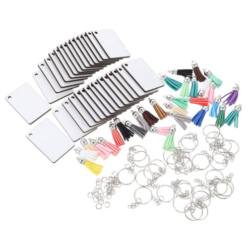 2 Sets Heat Transfer Tassel Keychain Pendants 1