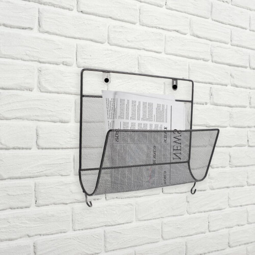 Black wrought iron wall shelf, hanging doorstop 2