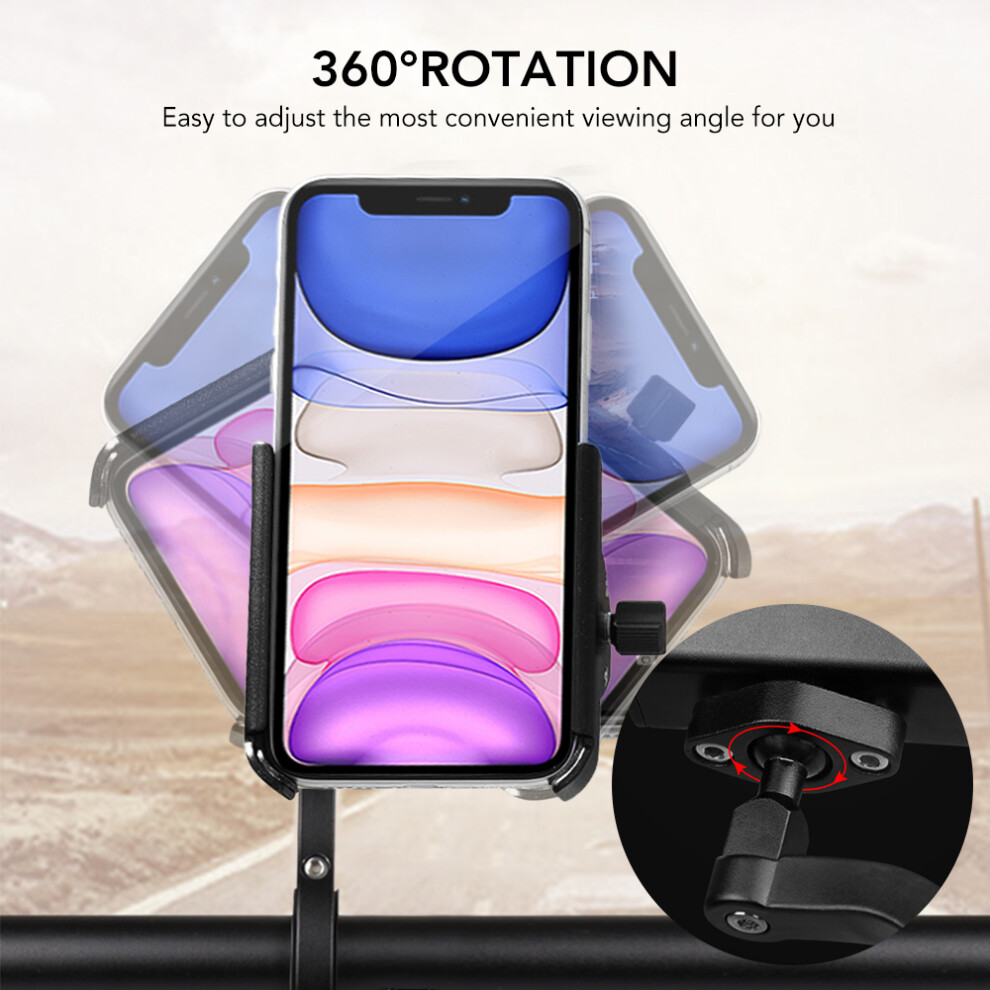 Aluminium Alloy Bike Phone Mount 360 Rotation Adjustable for 3.5-6.5 Inch Phones-image-OPC-PMXXHJ6-NEW