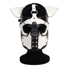 Unisex Sexy Fetish Role Play Costumes Leather Harness Dog Mask Headgear Red For Halloween Masquerade Carnival Party Prop