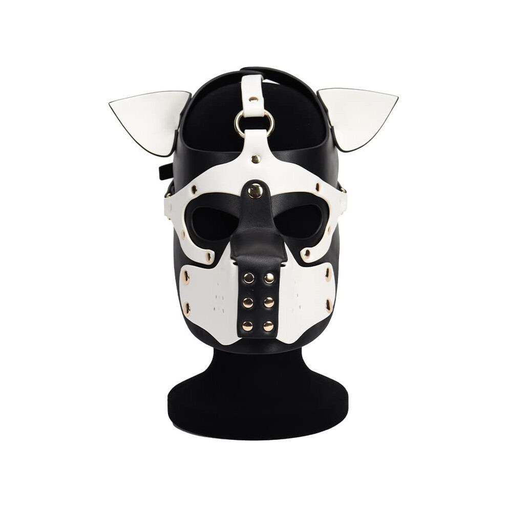 Red Unisex Sexy Fetish Role Play Costumes Leather Harness Dog Mask Headgear For Halloween Masquerade Carnival Party Prop