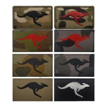 Australian Kangaroo Flag Patch 3D Embroidery Tactical Morale Patch Infrared Reflective For Backpack Vest Helmet Pack Of 8