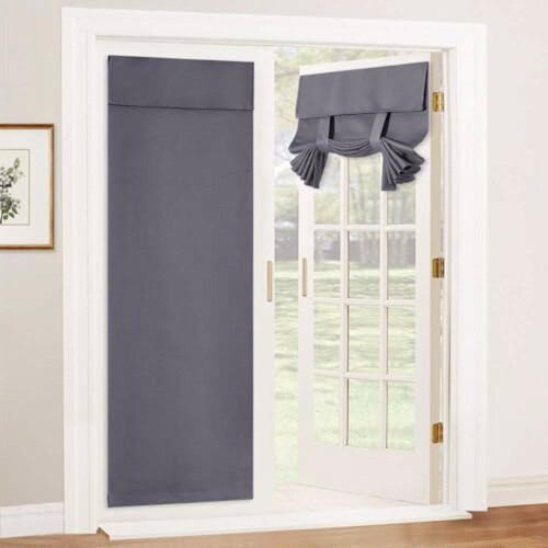(Gray) Polyester Light Filtering Door Curtain Convenient And Practical