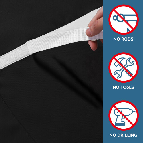 (Black) Polyester Light Filtering Door Curtain Convenient And Practical 2