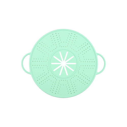 Dishwasher Safe Elastomer Oil Strainer Lid Spatter Proof-Green