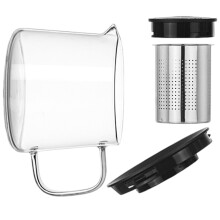 Clear Borosilicate Teapot Showcases Tisane Fronds-1100ml