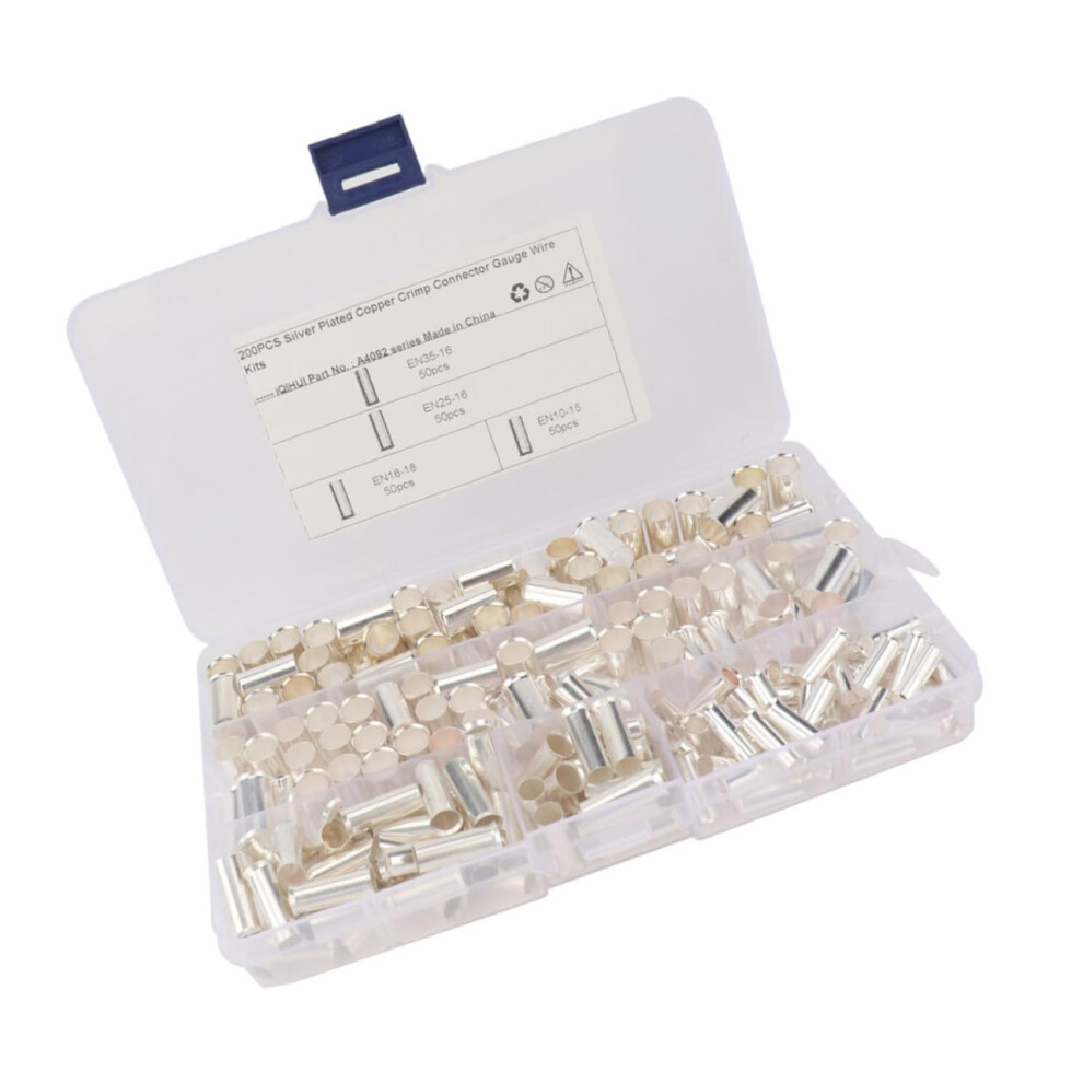 200Pcs Wire Ferrules Crimp Connectors Pin Electrical Cable Terminal Copper Ferrules Pin Terminal Strong Conductivity 9323874924137