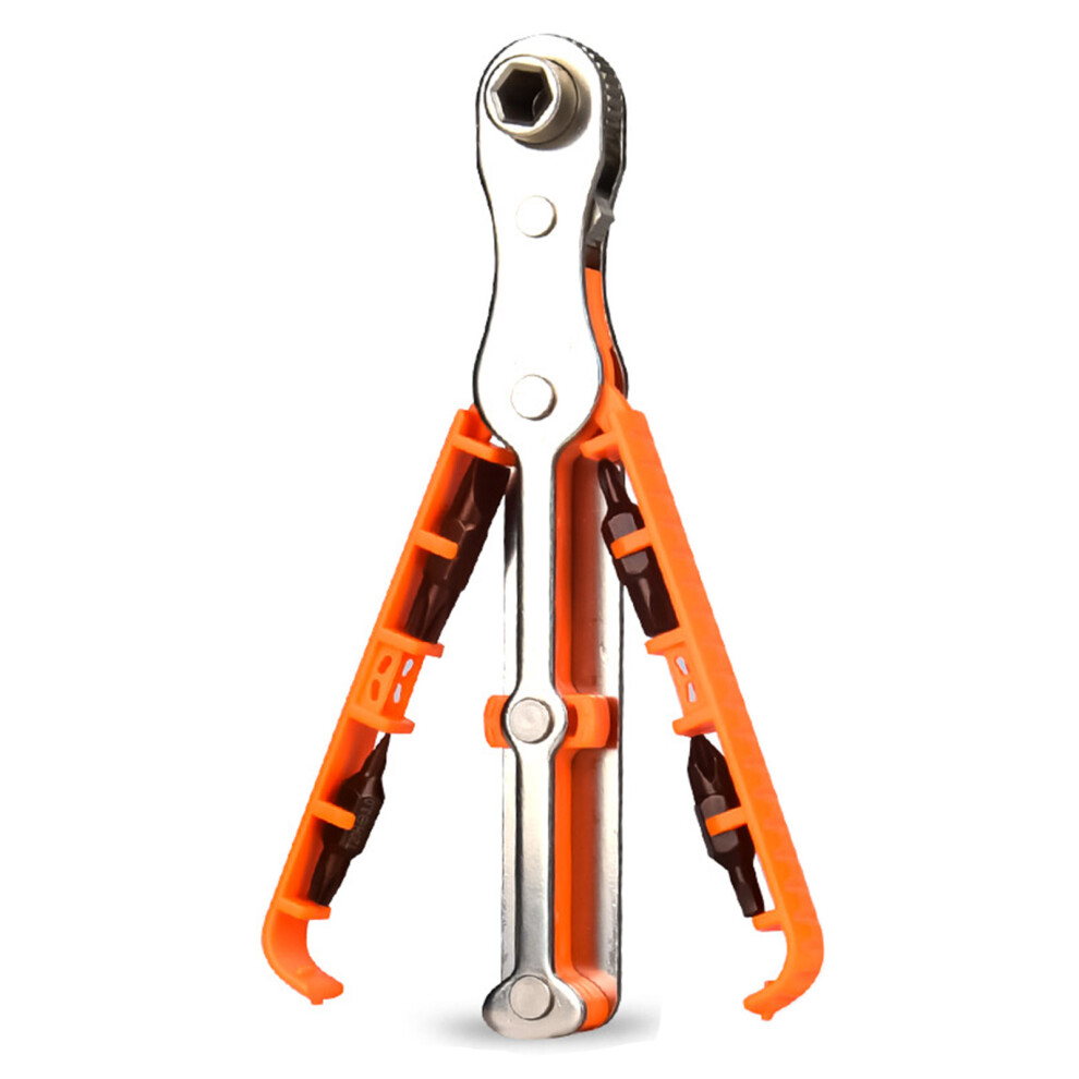 Bidirectional Ratchet Screwdriver Set Ratchet Wrenches-Orange 7754000329229