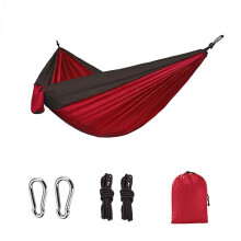 Single Person Outdoor Camping Hammock With Nylon Color Matching Hammock High Strength Parachute Fabric Portable Hanging Bed(Color 3)