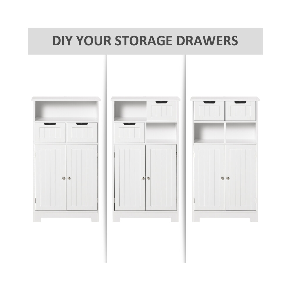 Bathroom Cabinet White - Freestanding Storage Unit with 2 Drawers & Adjustable Shelf Small Bathroom Organizer Durable Material-image-OPC-PMXYHYS-NEW