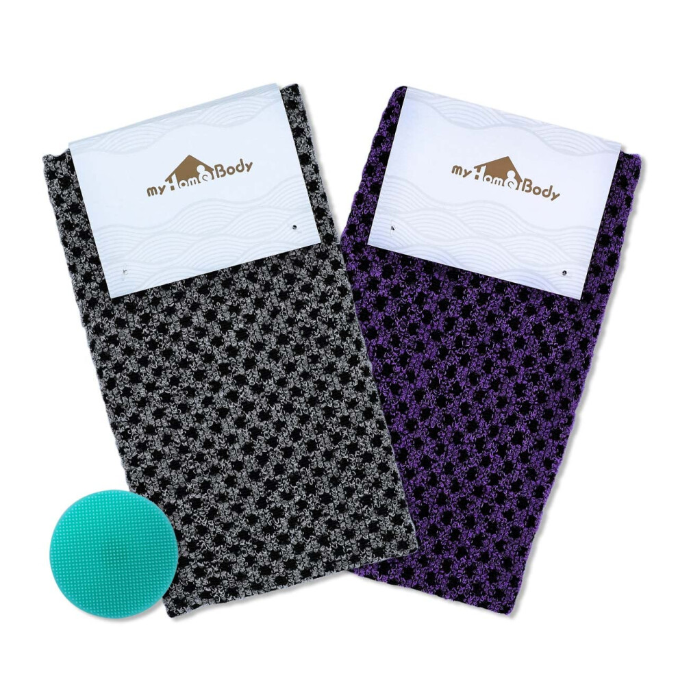 Myhomebody Extra Long Exfoliating Washcloth, Exfoliating Body Scrubber, Exfoliating Towel, Japanese Washcloth, 3D Texture Obsidian And Raisin Dots,