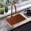 Stalen Spoelbak Liam Brush Copper with kitchen faucet 1