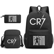 (26) 3pcs Football CR7 Backpack 3D Printe Teens Shoulder Bags