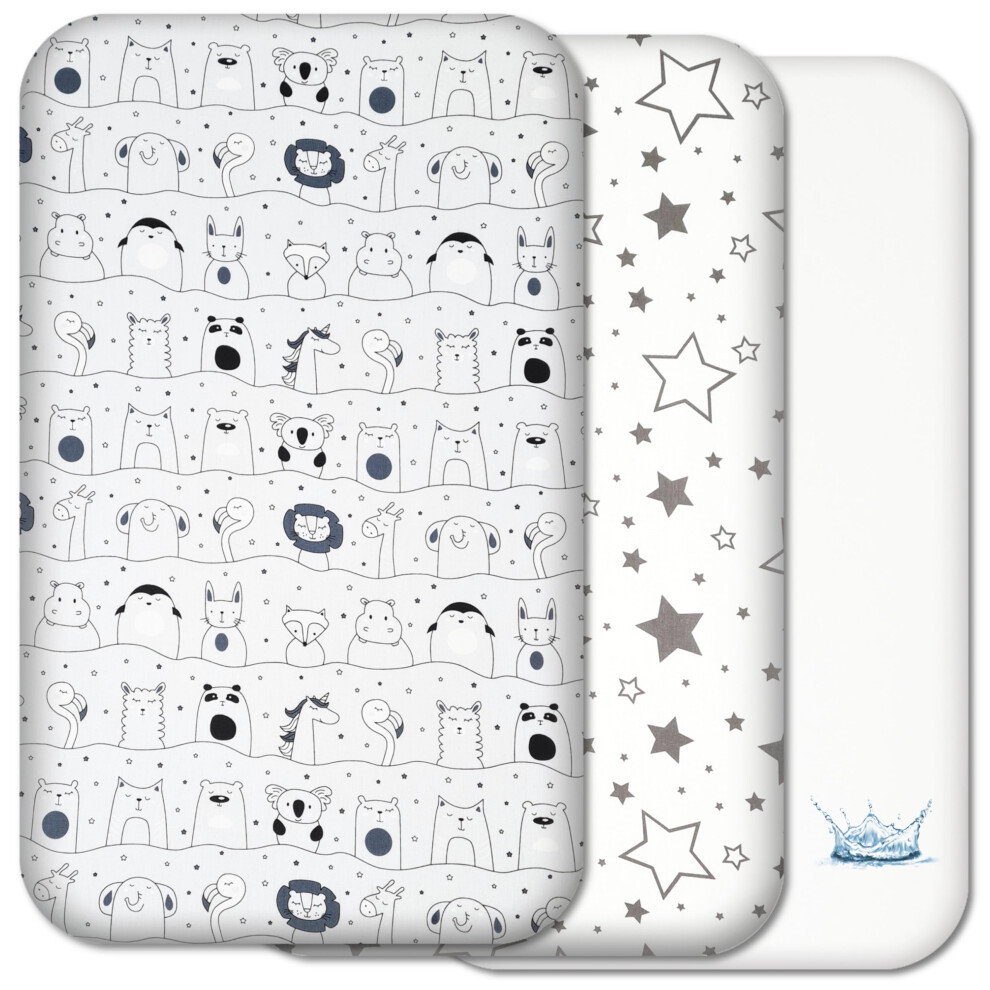 Selemavi Next To Me Crib Sheets - 3Pc Crib Fitted Sheet Set - 2 Fitted Cotton Sheets And 1 Waterproof Mattress Protector For Bedside Cribs - 100% Organic