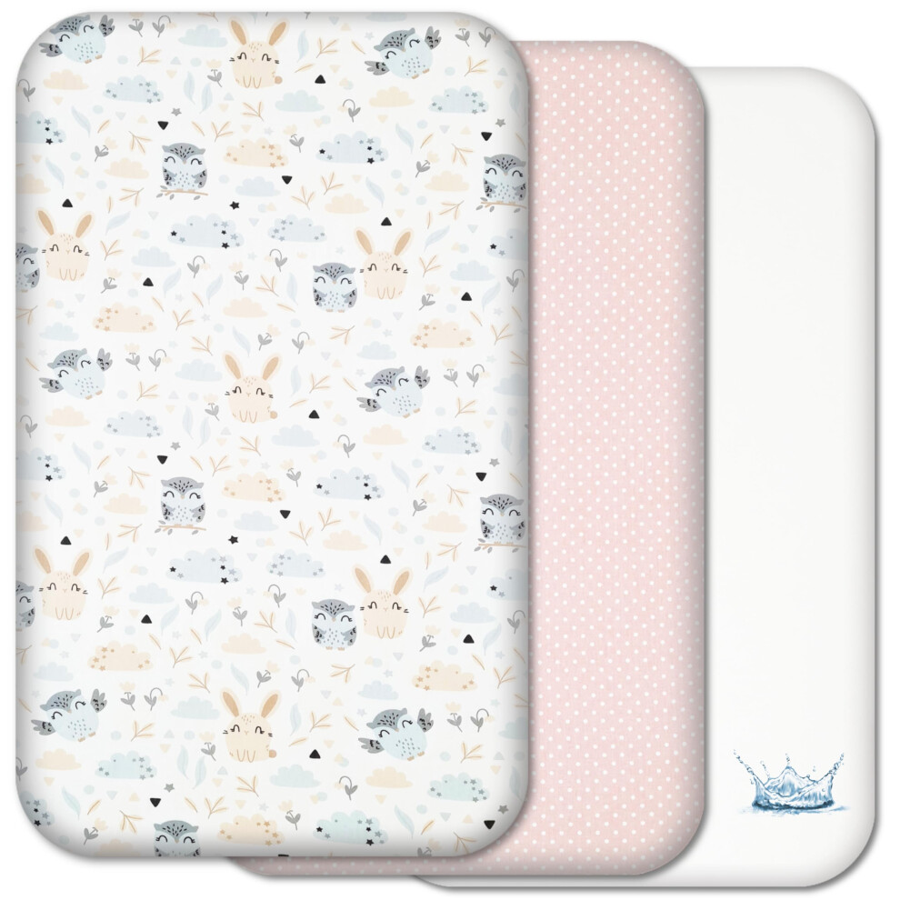 Selemavi Next To Me Crib Sheets - 3Pc Crib Fitted Sheet Set - 2 Fitted Cotton Sheets And 1 Waterproof Mattress Protector For Bedside Cribs - 100% Organic