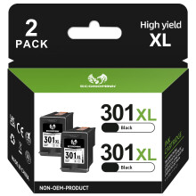 301XL Ink Cartridges High Yield Replacement for HP 301 Black Ink Cartridge, 301XL Black for 3050 1050 2544 4500 4504 2620 4630 4632 4634 Printer (2