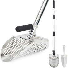 Sand Scoop for Metal Detecting, Stainless Steel Detector Scoop, Metal Detecting Shovel with Long Steel Handle, Metal Detecting Accessories , Metal