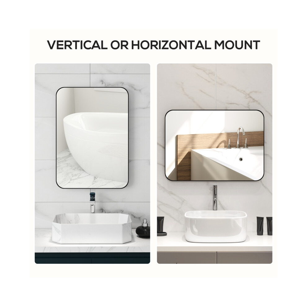 HOMCOM Black Curved Bathroom Mirror 70 x 50cm with Premium Finish and Easy Mounting-image-OPC-PMXYRWG-NEW