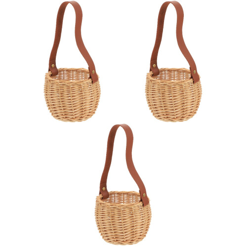 3Pcs Cesta Mini De Trançada Para Flores E Portátil 2