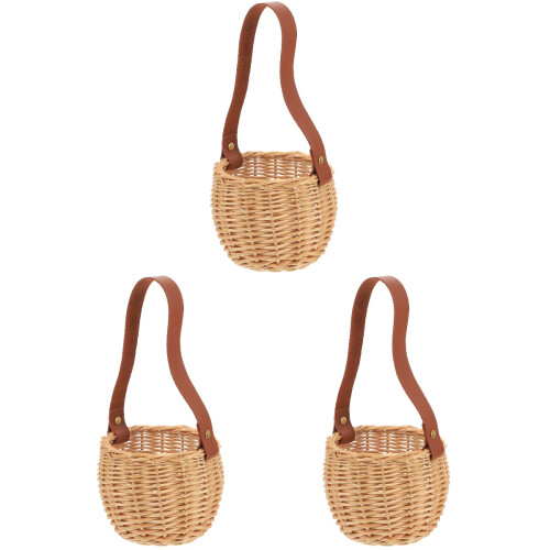 3Pcs Cesta Mini De Trançada Para Flores E Portátil 1