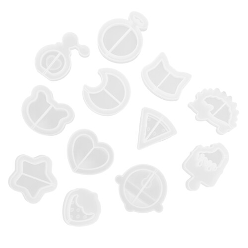 12Pcs De Silicone Para Pingente De Resina Epóxi Diy