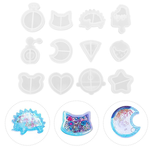 12Pcs De Silicone Para Pingente De Resina Epóxi Diy 2