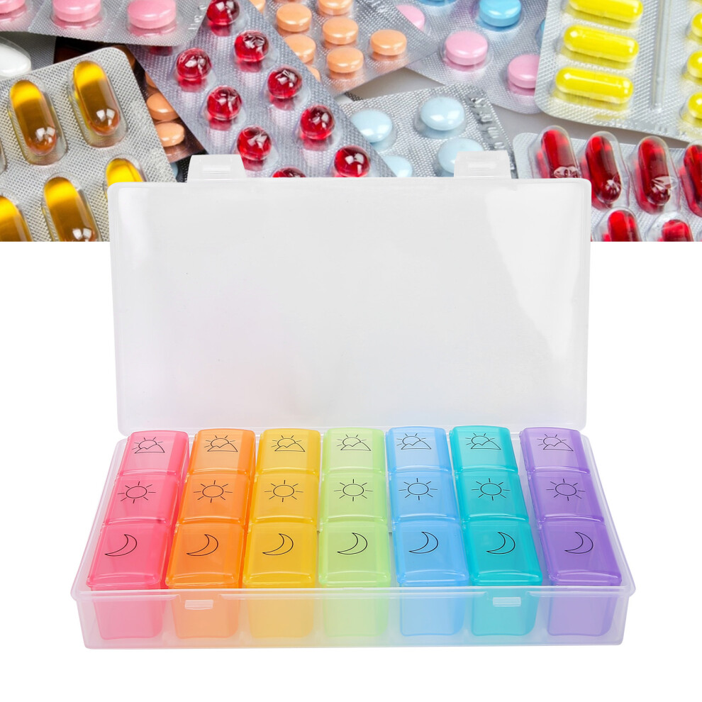 2pcs 21 Slot Weekly Pills Box Portable Medicine Dispenser 20x11x4cm