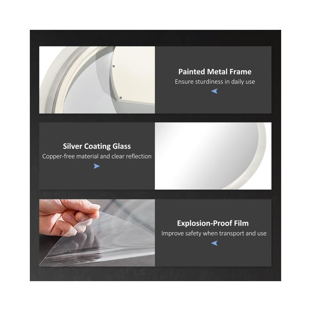 Round Bathroom Mirror with LED Lights Dimmable Wall-Mounted Defogging Film 3 Color Temperatures Memory Function 70x70cm-image-OPC-PMXYV77-NEW