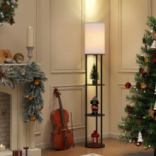 Modern Floor Lamp 3-Tier Open Shelf Storage Light