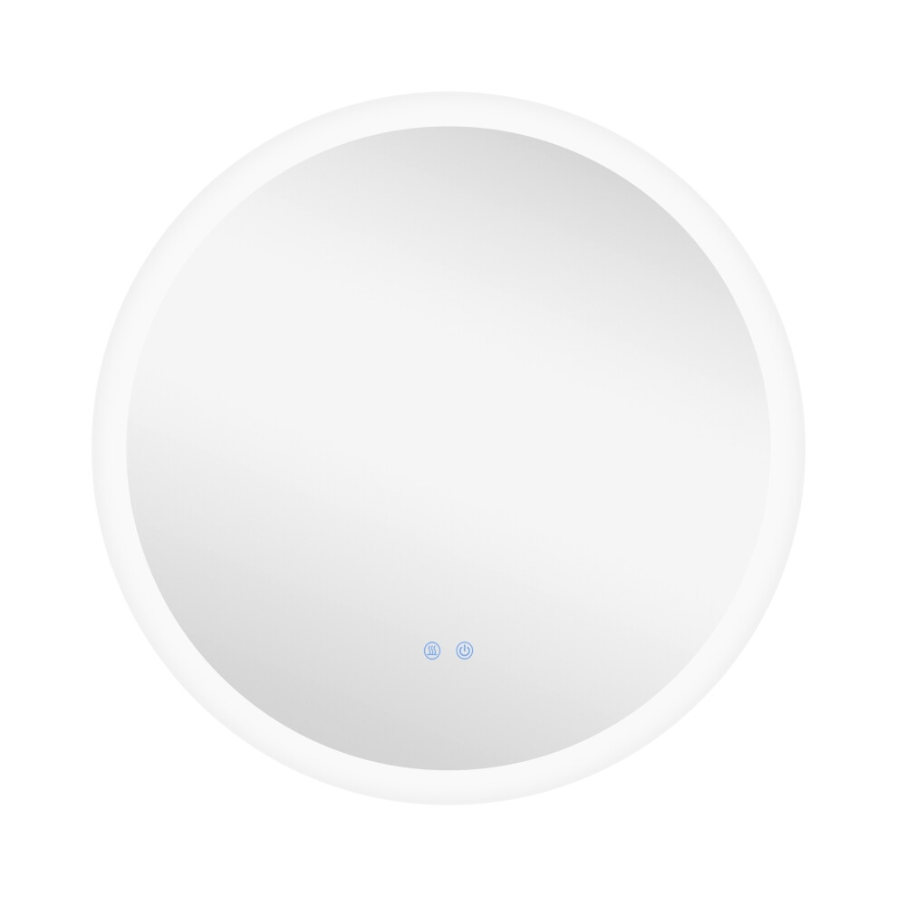 Wall-Mounted Round Bathroom Mirror with LED Lights Dimmable Defogging Film 70x70cm 3 Colour Settings Memory Function-image-OPC-PMXYVTK-NEW
