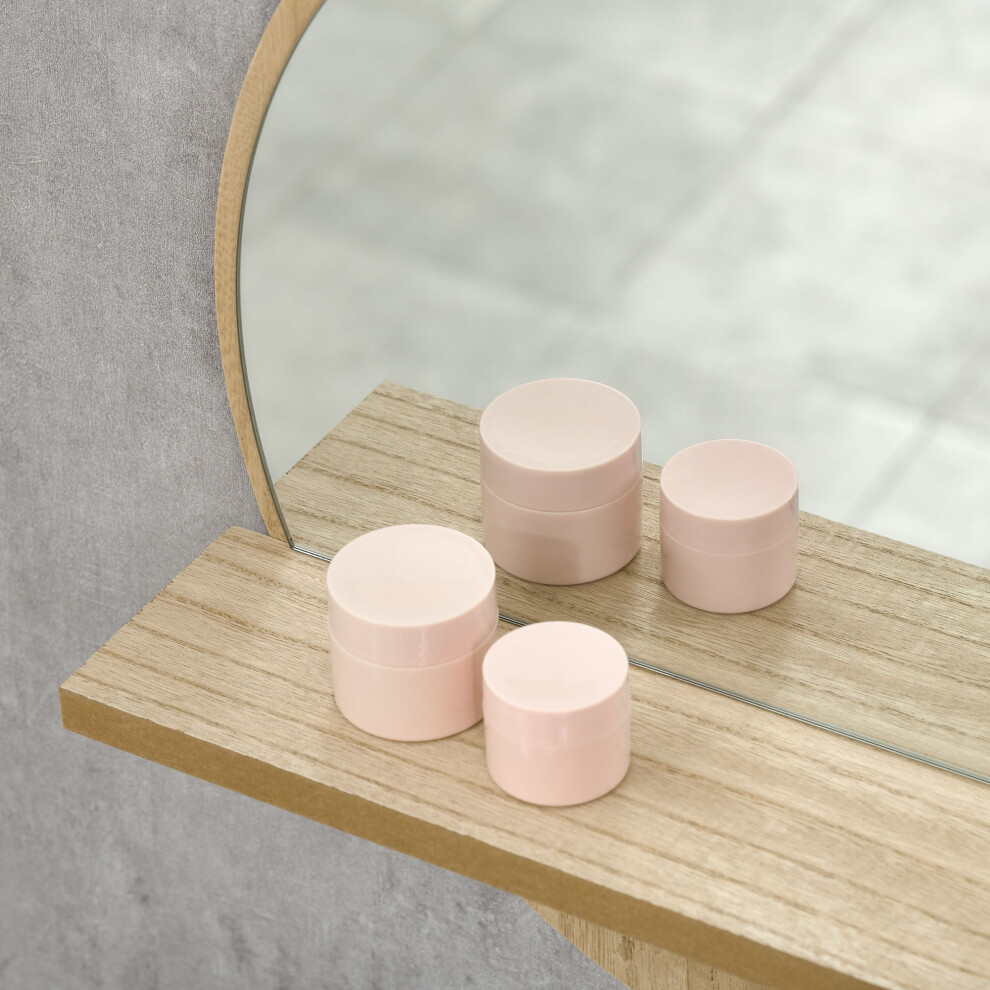 Home Mirror 45cm Round with Shelf in Natural Wood Effect Wall-Mount Bathroom or Living Room Decor-image-OPC-PMXYW55-NEW