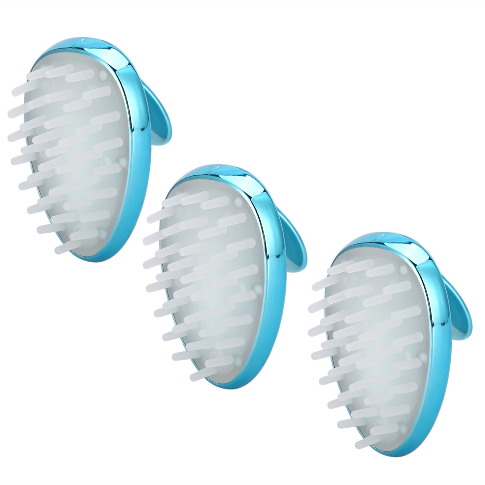 Unisex Blue 3Pcs Wetdry Shampoo Brush Scalp Massager & Antislip Comb