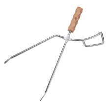 Edelstahl-Holz-Grillzange 41,5 cm für Camping & Picknick