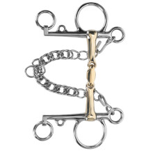 Edelstahl Pelham-Zaumzeug für Pferde mit Silikon-Bronze-Verbindung, 4 cm Maulstück, 535 g