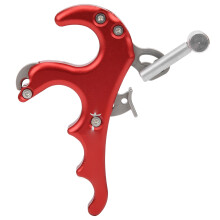 Four Finger Grip Thumb Trigger Bow Release Aid Aluminum Steel Red