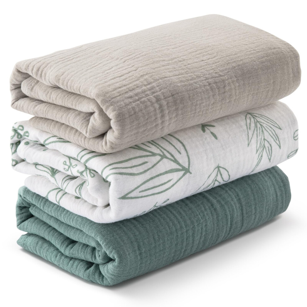 Muslin Cloth Baby Swaddle Cloths For Newborns, Pack Of 3 Muslin Blanket, Large 95 X 100Cm Baby Blanket - Baby Swaddle Blanket Burp Cloths, Soarwg Kids