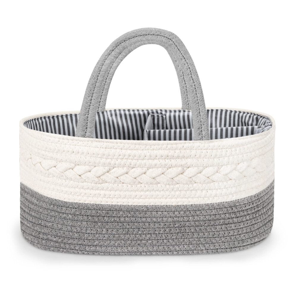 Nappy Caddy, Cotton Rope Newborn Essentials Diaper Caddy?Sturdy Portable Baby Caddy Storage Basket With Detachable Compartments?Nappy Caddy Maliton