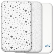 Next to Me Crib Sheets - 3pc Crib Fitted Sheet Set - 2 Fitted Cotton Sheets and 1 Waterproof Mattress Protector for Bedside Cribs - 100% Organic