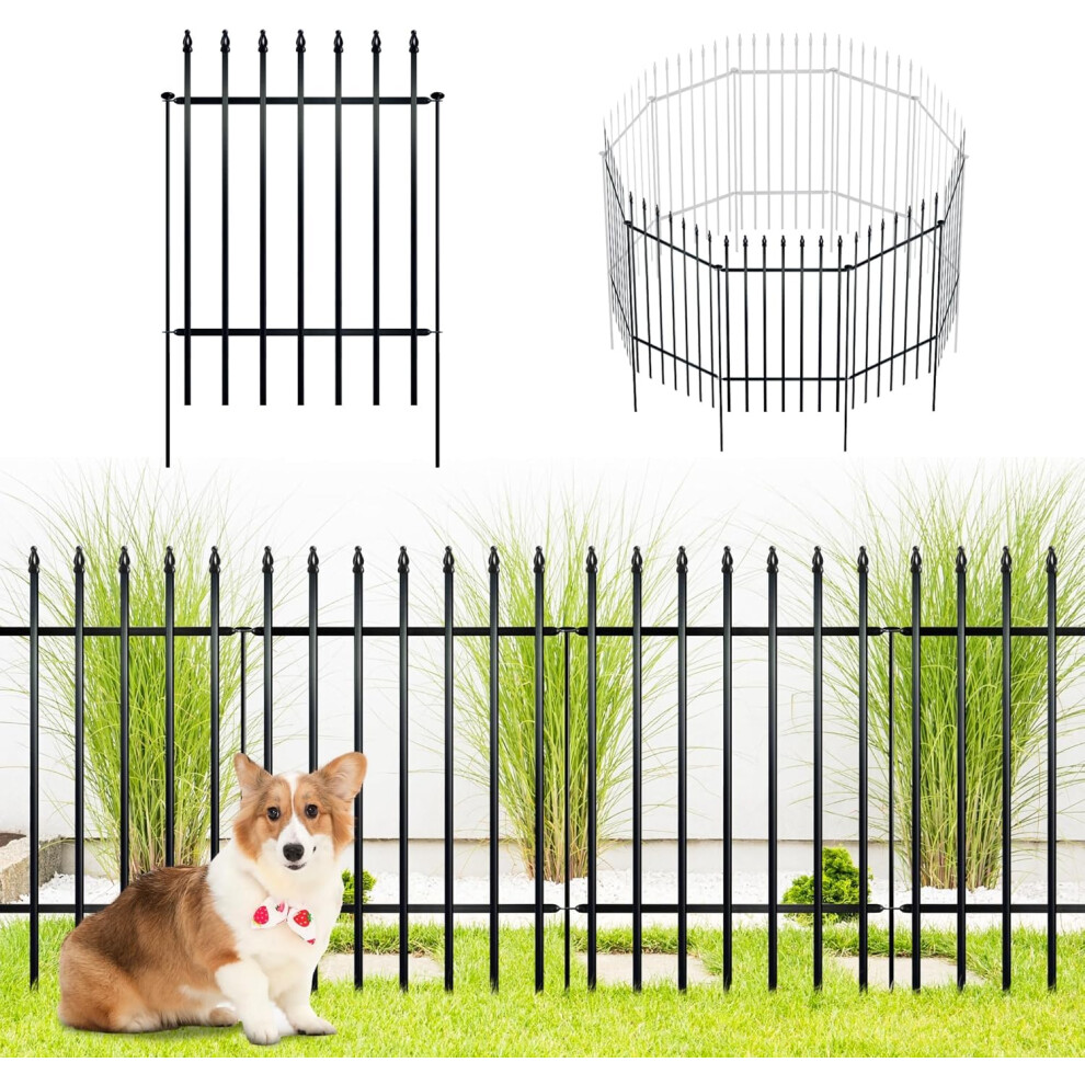 Arifaro Decorative Metal Garden Fence 71Cm High X 56Cm Wide 5 Pack, Animal Barrier For Dog Pet, Border Garden Fencing For Outdoor Patio Lawn Yard 8000002509794