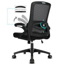 Durrafy Office Chair Ergonomic Desk Chair with 90? Flip-up Armrest Lumbar Support, Height Adjustable Chair, Executive Swivel Computer Padded Seat