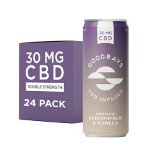 Goodrays - 30mg CBD Drink - 24 x 250ml Cans - Passionfruit & Pomelo - Natural Flavours, Low Calorie, Vegan - High Strength (30mg/can), All Natural -