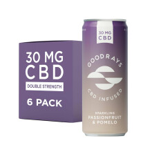 Goodrays - 30mg CBD Drink - 6 x 250ml Cans - Passionfruit & Pomelo - Natural Flavours, Low Calorie, Vegan - High Strength (30mg/can), All Natural -
