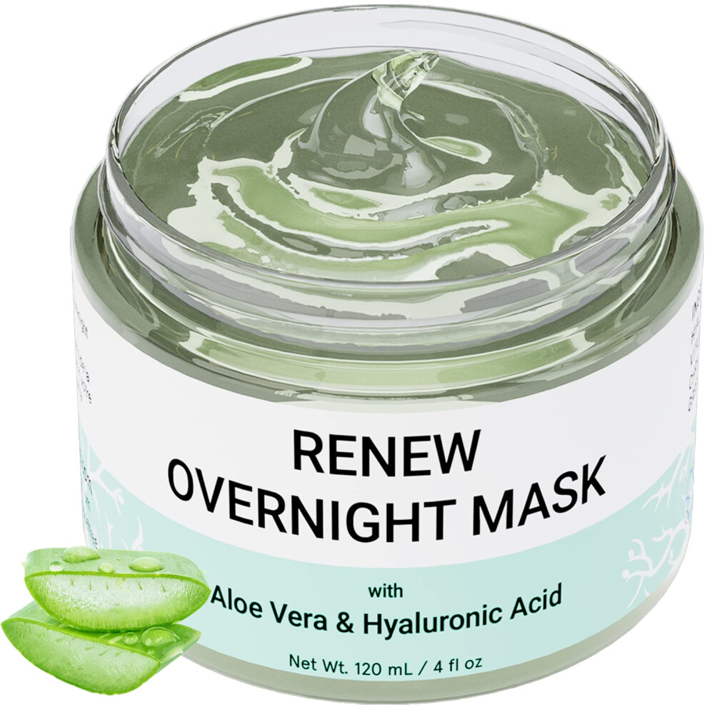 Doppeltree Renew Overnight Sleeping Facial Mask By With Aloe Vera Gel & Hyaluronic Acid - Anti Aging Hydrating Face Mask For Sunburn Relief, Skin Care