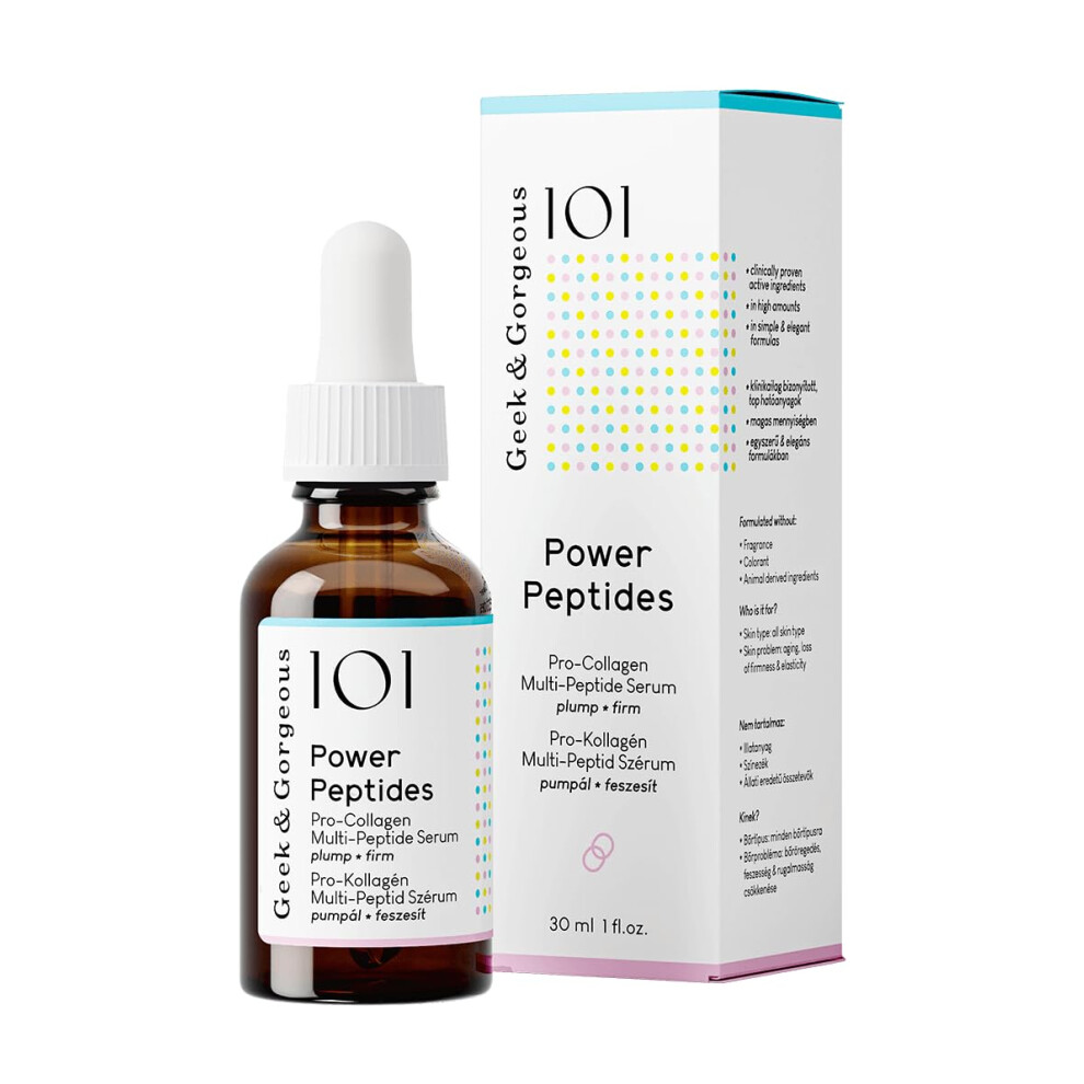 Geek & Gorgeous Power Peptides Serum ? Anti-Aging Serum With Multi-Peptides To Promote Firmer Skin, Reduce Wrinkles, And Improve Elasticity. Enhances