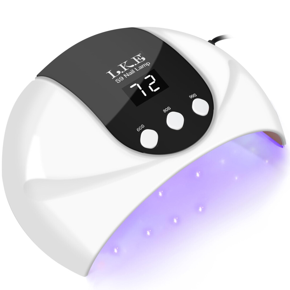 Lke Uv Nail Lamp, Nail Dryers 54W Uv Lamps For Gel Nails Curing Lamp Nail Uv Lamp Led Nail Lamp With 3 Timer, Auto Sensor, Lcd Screen, Usb Plug Gel Nail