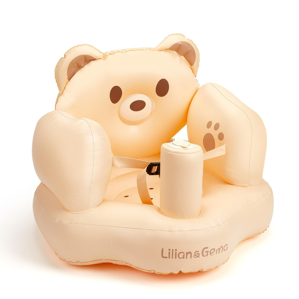 Lilian&Gema Inflatable Baby Chair, Inflatable Baby Seat for 3-36 Months, Teddy Bear Shape Blow Up Baby Seat, Built-in Pump Quick Inflate, Soft-image-OPC-PMXVMRQ-NEW